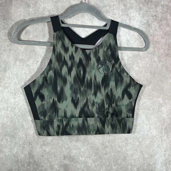 Varley Sherman Sports Bra Womens Medium Gray Camouflage Medium Support Racerback - Picture 1 of 8